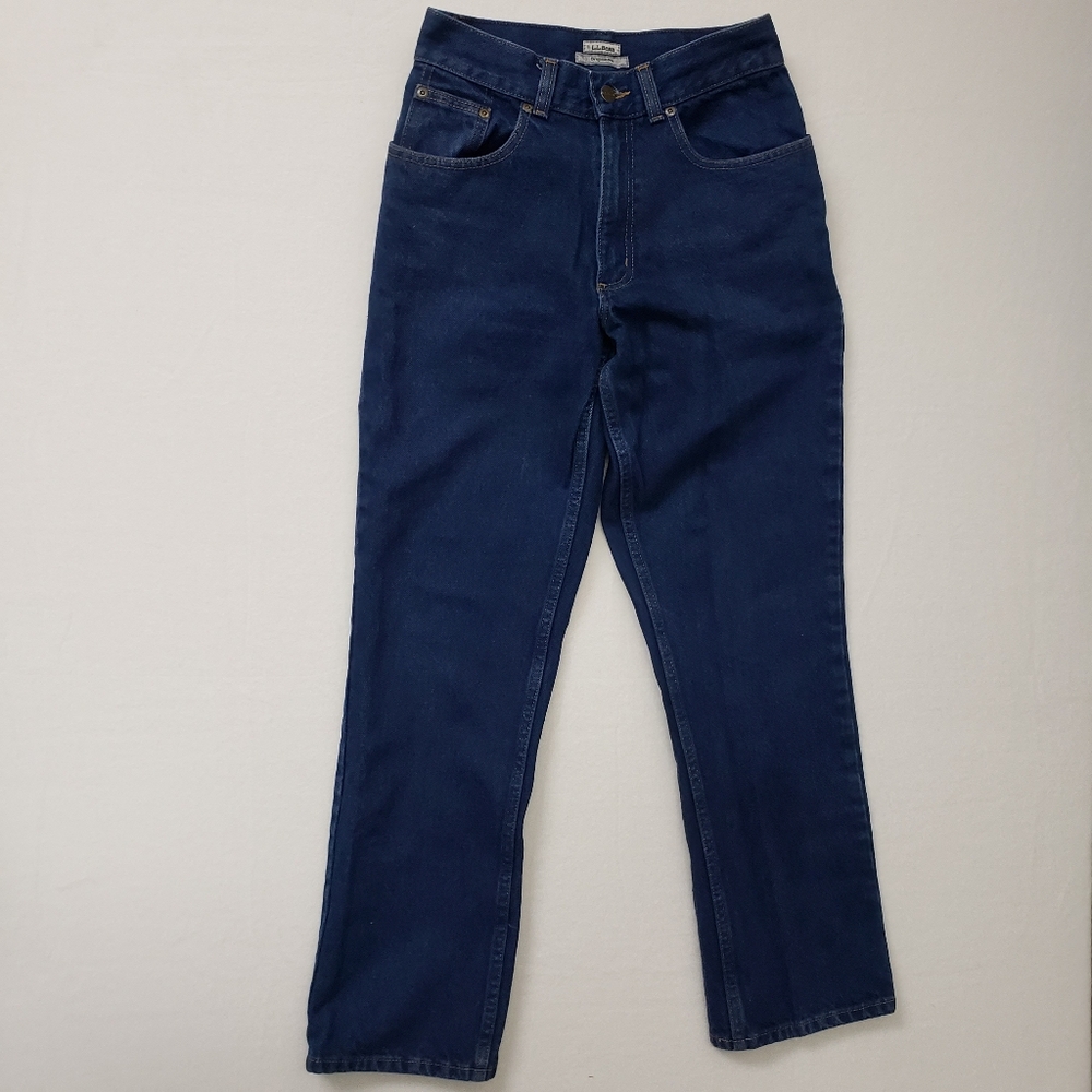 LL Bean Size 4 Original Fit Straight Boot Leg Dark wash Blue Jeans Inseam 30"